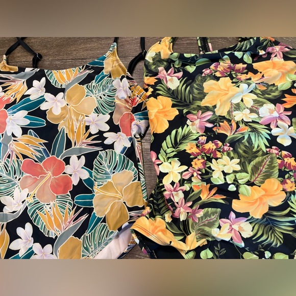 Hurley One Piece Swim Suit Black Hawaiian Floral Tropical XL - Picture 5 of 8